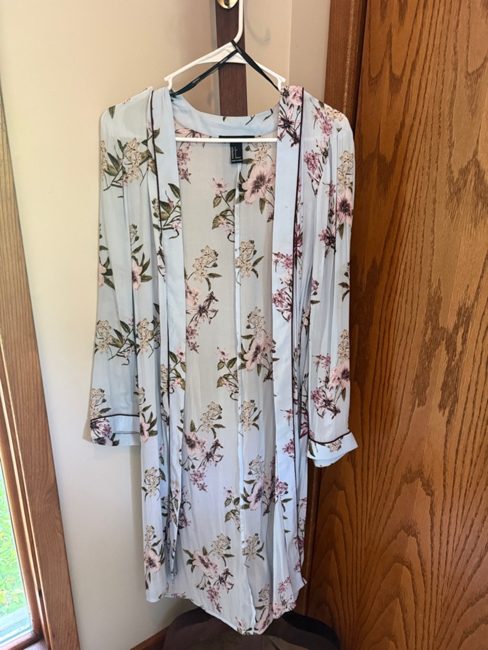 Forever 21 Light Blue Floral Duster Cardigan
